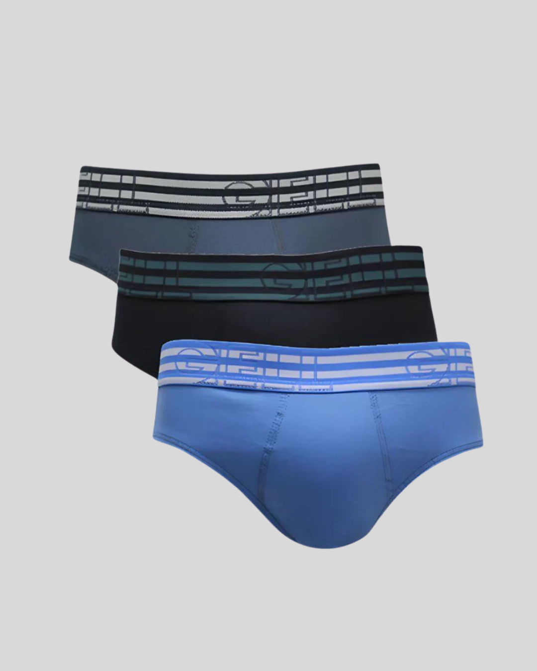Kit 3 Cuecas Slip Algodão Com Elástico Listrado Gell